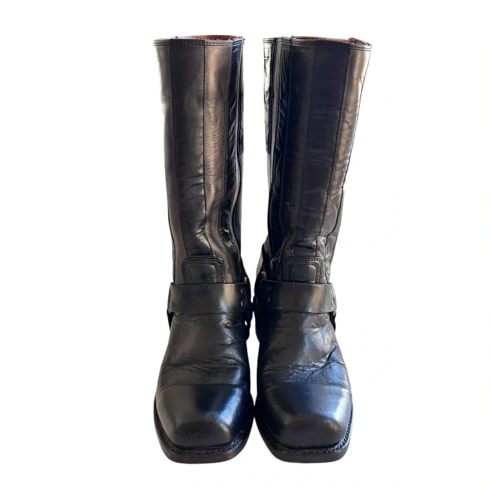 Frye 150th Anniversary USA Black Leather Flag Boots Sz 10